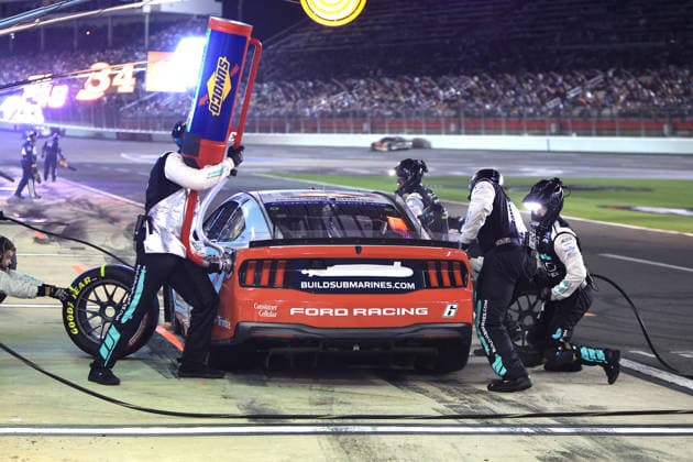 CHARLOTTE, NC - MAY 24: Brad Keselowski ( 6 RFK Racing BuildSubmarines.com Ford) stops in his pit stall for service during the running of the NASCAR, Motorsport, USA Cup Series Coca-Cola 600 on May 24, 2026 at Charlotte Motor Speedway in Charlotte, NC. (Photo by Jeff Robinson Icon Sportswire) AUTO: MAY 24 NASCAR Cup Series Coca-Cola 600 EDITORIAL USE ONLY Icon2605248157600