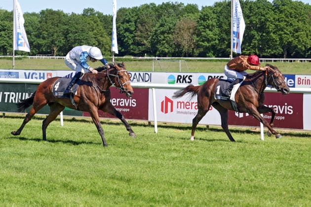 25 05 2026, Hanover, Lower Saxony, GER Alpenveilchen with Bauyrzhan Murzabayev wins at Hanover racecourse, Neue Bult 260525D974HANNOVER JPG