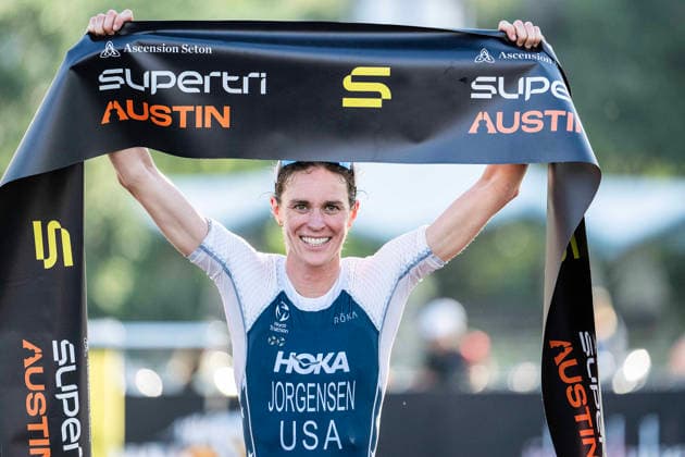 May 25, 2026: Gwen Jorgensen (203) finishing first place womens Pro Sprint at the SuperTri. Austin, Texas. CSM. Austin United States of America - ZUMAc04_ 20260525_faf_c04_014 Copyright: xMarioxCantux
