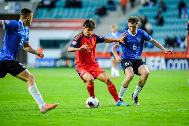 UEFA Under-17 European Championship, EM, Europameisterschaft Estonia 2026 Arnau Cases in action during the UEFA Under-17 European Championship Group-A match between Estonia U-17 vs Spain U-17 national teams, Tallinn Estonia 25.05.2026 Tallinn A Le Coq Arena Estonia Copyright: xMaurixLevandix