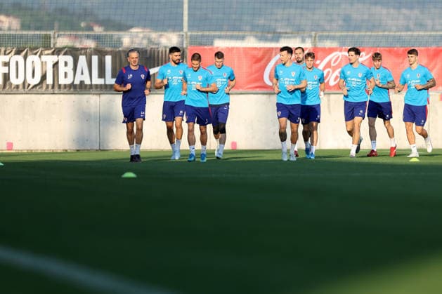 Croatia national football team trains in Rijeka ahead of 2026 World Cup Luka Milanovic, Martin Erlic, Andrej Kramaric, Dominik Livakovic, Ivan Perisic, Dominik Kotarski, Toni Fruk, Igor Matanovic, Kristijan Jakic and Luka Vuskovic of Croatia during a training session at Rujevica Stadium on May 25, 2026 in Rijeka, Croatia as preparations begin for the 2026 FIFA World Cup, WM, Weltmeisterschaft, Fussball The Croatian national football team is holding early training camps and friendly matches ahead of their departure for the United States.  NelxPavletic PIXSELL