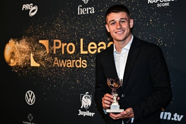 Club s Nicolo Tresoldi celebrates after the Pro League Awards 2026, for the best players in the 1st and 2nd divisions of the 2025-2026 Belgian soccer championships, on Monday 25 May 2026, in Antwerp. DIRKxWAEM  x175067324x