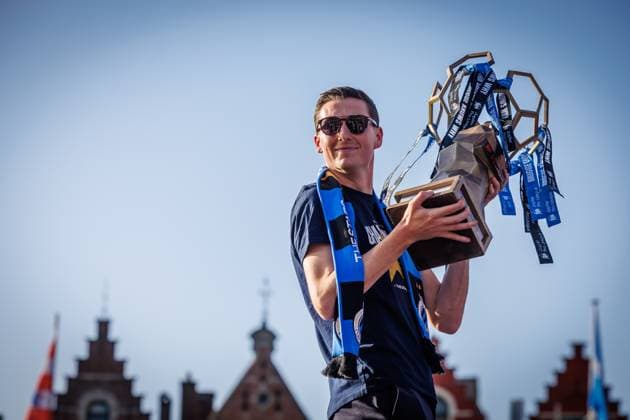 Club s Hans Vanaken pictured during celebrations of Club Brugge after winning the 2025-2026 Jupiler Pro League first division of the Belgian championship, in Brugge, on Monday 25 May 2026. KURTxDESPLENTER  x175088566x