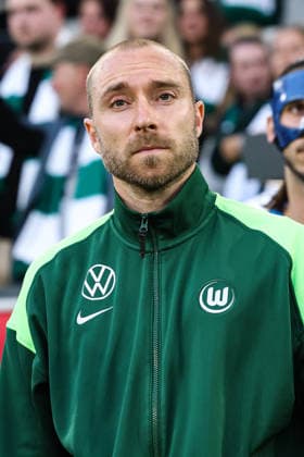 Christian Eriksen VfL Wolfsburg,24 First leg relegation 2026, 1 Football Bundesliga season 2025 2026 VfL Wolfsburg vs SC Paderborn at the Volkswagen Arena in Wolfsburg Action,Football,Germany,Man,Men,21 05 2026