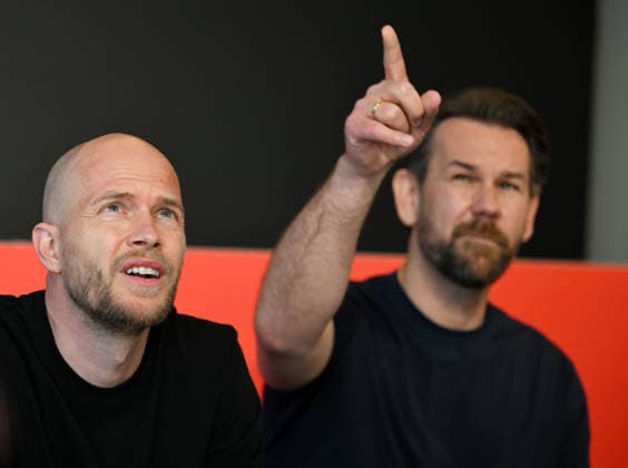 26 05 2026, xophax, Fußball 1 Bundesliga, 1 FC Koeln , 1 FC Köln , Media round after the end of the season Coach Rene Wagner and Managing Director Sport Thomas Kessler , right Koeln