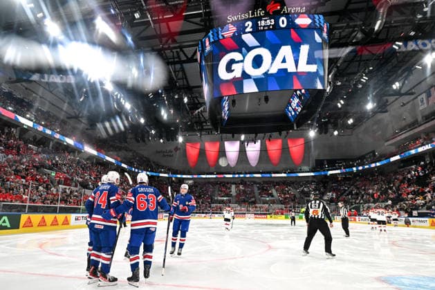 ZURICH, SWITZERLAND MAY 26 USA celebrate a goal during the 2026 IIHF Ice Hockey World Championship Switzerland game between USA and Austria at Swiss Life Arena on May 26, 2026 in Zurich, Zurich Zurich Swiss Life Arena Zurich Switzerland Copyright: xJustPictures.ch AndreaxBrancax jp-en-EuSpIm-JP7_ANB_USA_Aut_26052026_2664