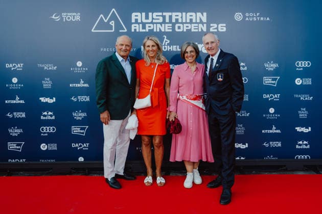 GOLF - Austrian Alpine Open KITZBUEHEL,AUSTRIA,26.MAY.26 - GOLF - DP World Tour, Austrian Alpine Open, GC Kitzbuehel-Schwarzsee-Reith, preview. Image shows participants and president Michael Huber (SC Kitzbuehel).  GEPAxpictures xAlexanderxSolc