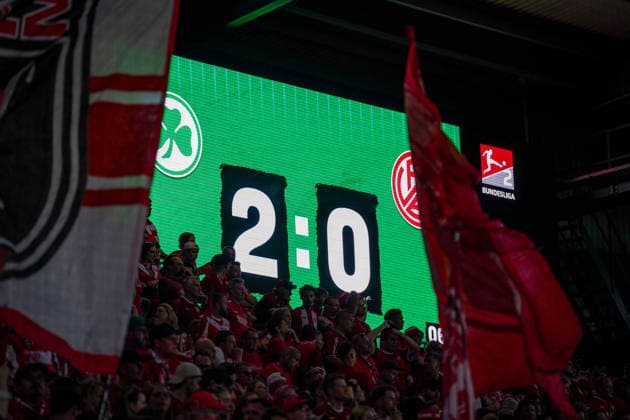 Germany Soccer 2 Bundesliga Relegation 2025 2026 SpVgg Greuther Fürth vs Rot Weiss Essen Sportpark Ronhof I Thomas Sommer Fürth Scoreboard, Final Score, Fans Copyright: xJOERANxSTEINSIEKx