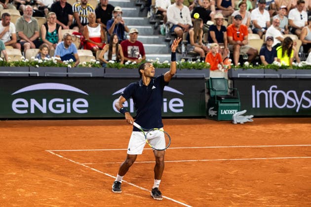 PARIS, FRANCE - MAY 26: Felix Auger-Aliassime of Canada is seen in action in his first round match against Daniel Altmaier of Germany during Day Three of the 2026 French Open at Roland Garros on May 26, 2026 in Paris, France. (Photo by Pauline FIGUET SPP) Copyright: xPaulinexFIGUETx xSPPx Sportspressphoto_SPR155050