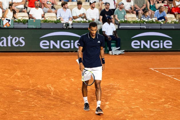 PARIS, FRANCE - MAY 26: Felix Auger-Aliassime of Canada is seen in action in his first round match against Daniel Altmaier of Germany during Day Three of the 2026 French Open at Roland Garros on May 26, 2026 in Paris, France. (Photo by Pauline FIGUET SPP) Copyright: xPaulinexFIGUETx xSPPx Sportspressphoto_SPR155051