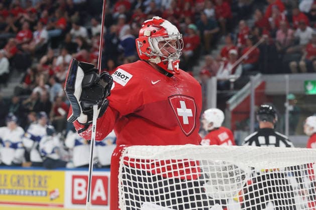 26 05 2026 Swiss Life Arena Zurich , SWITZERLAND, Mens Ice Hockey IIHF World Championship Zurich 2026 Group A SUI FIN Goaltender Reto Berra SUI