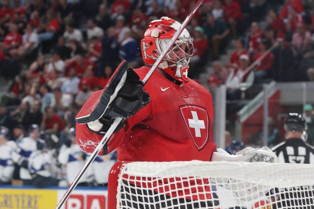 26 05 2026 Swiss Life Arena Zurich , SWITZERLAND, Mens Ice Hockey IIHF World Championship Zurich 2026 Group A SUI FIN Goaltender Reto Berra SUI