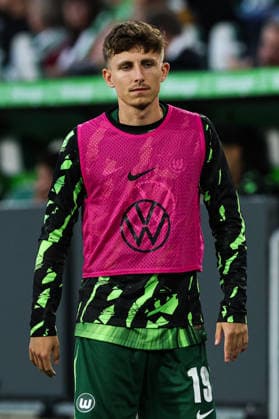 Jesper Lindström VfL Wolfsburg,19 during warm-up first leg relegation 2026, 1 Soccer Bundesliga season 2025 2026 VfL Wolfsburg vs SC Paderborn at the Volkswagen Arena in Wolfsburg Soccer,Germany,Man,Men,21 05 2026