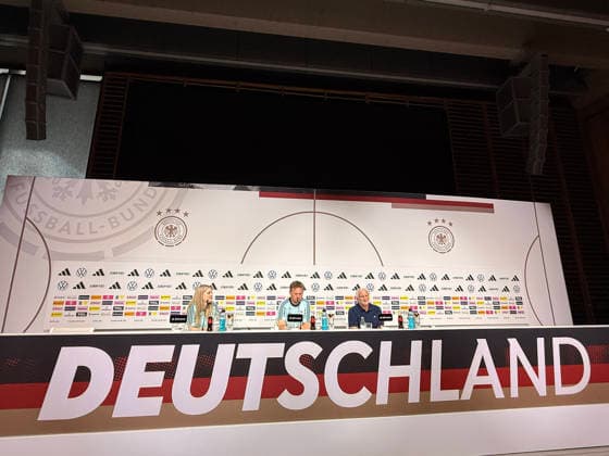 National coach Julian Nagelsmann and sports director Rudi Völler Germany Germany at the opening press conference of the World Cup training camp Herzo Base 27 05 2026 German national team, training camp for World Cup preparation, Home Ground, HerzoBase, World of Adidas, Herzogenaurach