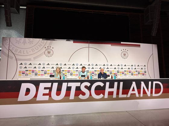 National coach Julian Nagelsmann and sports director Rudi Völler Germany Germany at the opening press conference of the World Cup training camp Herzo Base 27 05 2026 German national team, training camp for World Cup preparation, Home Ground, HerzoBase, World of Adidas, Herzogenaurach