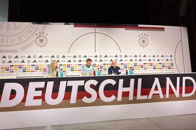 National coach Julian Nagelsmann and sports director Rudi Völler Germany Germany at the opening press conference of the World Cup training camp Herzo Base 27 05 2026 German national team, training camp for World Cup preparation, Home Ground, HerzoBase, World of Adidas, Herzogenaurach