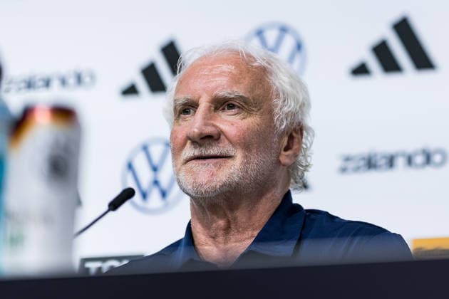 HERZOGENAURACH, GERMANY - MAY 27: Rudi Voeller (Völler, Voller, Director A national team, Nationalteam Germany) during the press conference, PK, Pressekonferenz to start the trainings camp of Germany to prepare for the FIFA World Cup, WM, Weltmeisterschaft, Fussball 2026 on May 27, 2026 in Herzogenaurach, Germany. Bavaria Germany Copyright: xSteffiexWunderlx
