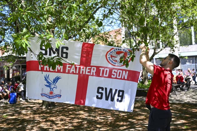 Ahead of Crystal Palace v Rayo Vallecano - UEFA Conference League Final LEIPZIG, GERMANY - MAY 27: Supporters of England s Crystal Palace and Spain s Rayo Vallecano gather in the fan zone set up at Marktplatz ahead of the UEFA Conference League final in Leipzig, Germany, on May 27, 2026. Halil Sagirkaya Anadolu Leipzig Germany. Editorial use only. Please get in touch for any other usage.  Copyright: x2026xAnadoluxHalilxSagirkayax