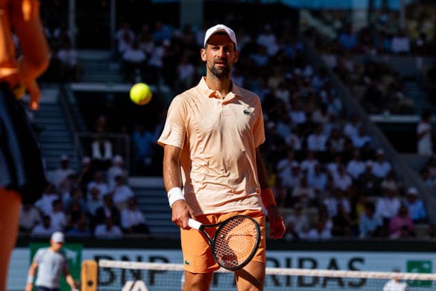 Paris, France - May 27: Novak Djokovic of Serbia is seen in action during his second round match against Valentin Royer of France during Day Four of the 2026 French Open at Roland Garros on May 27, 2026 in Paris, France. (Photo by Pauline FIGUET SPP) Copyright: xPaulinexFIGUETx xSPPx Sportspressphoto_SPR155560