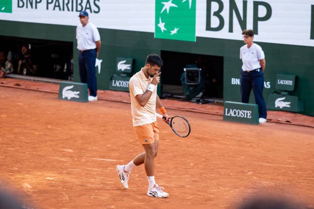 Paris, France - May 27: Novak Djokovic of Serbia celebrates during his second round match against Valentin Royer of France during Day Four of the 2026 French Open at Roland Garros on May 27, 2026 in Paris, France. (Photo by Pauline FIGUET SPP) Copyright: xPaulinexFIGUETx xSPPx Sportspressphoto_SPR155616