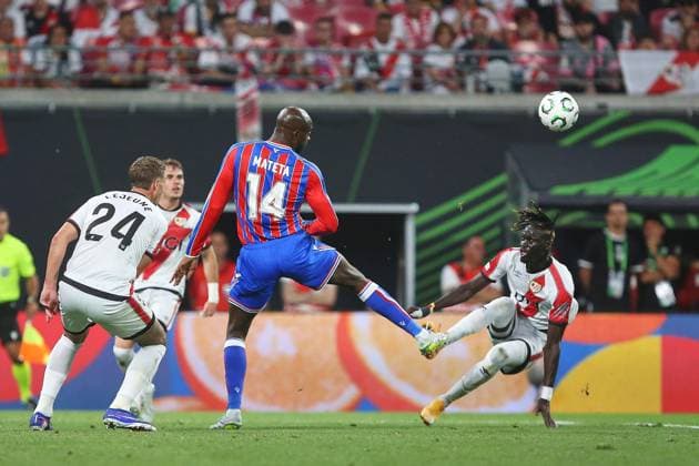 Leipzig, Saxony, Germany, 27 05 2026 Red Bull Arena Final UEFA Conference League Crystal Palace Rayo Vallecano L R Florian Lejeune 24, Rayo Vallecano , Jean Philippe Mateta 14, Crystal Palace , Pathe Ciss 6, Rayo Vallecano Copyright: xdtsxNachrichtenagenturx dts_120890