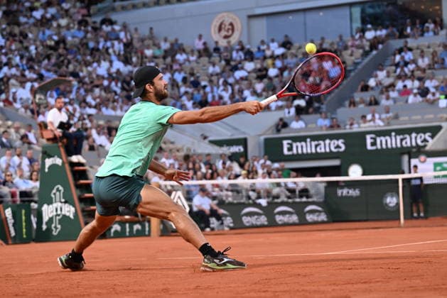2026 French Open (Roland-Garros) - Day 4 PARIS, FRANCE - MAY 27: Alexander Zverev (not seen) of Germany in action against Tomas Machacof Czech Republic during the Men s Singles second round on Day Four of the 2026 French Open at Roland Garros on May 27, 2026 in Paris, France. Burak Akbulut Anadolu Paris France. Editorial use only. Please get in touch for any other usage.  Copyright: x2026xAnadoluxBurakxAkbulutx