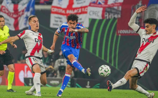 Germany Football UEFA Conference League Final 2025 2026 Crystal Palace vs Rayo Vallecano Red Bull Arena Leipzig Goal chance YÃ remy Pino Yeremy Pino Crystal Palace, 10 Leipzig Copyright: xAymanxAlahmedx
