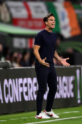 Crystal Palace FC v Rayo Vallecano de Madrid - UEFA Conference League Inigo Perez, head coach of Rayo Vallecano de Madrid, reacts during the UEFA Conference League 2025 26 final football match between Crystal Palace FC and Rayo Vallecano de Madrid. Leipzig Germany Copyright: xNicolòxCampox