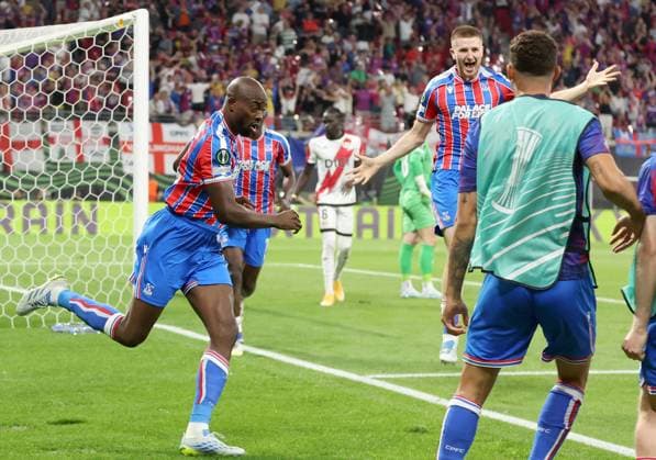 Jean-Philippe Mateta of Crystal Palace celebrates scoring their side s first goal of the game Crystal Palace v Rayo Vallecano, UEFA Conference League, Final, Football, Red Bull Arena, Leipzig, Germany - 27 May 2026Leipzig Red Bull Arena Germany EDITORIAL USE ONLY No use with unauthorised audio, video, data, fixture lists, club league logos or live services. Online in-match use limited to 120 images, no video emulation. No use in betting, games or single club league player publications.  Copyright: xKieranxMcManus Shutterstockx 16898266cr