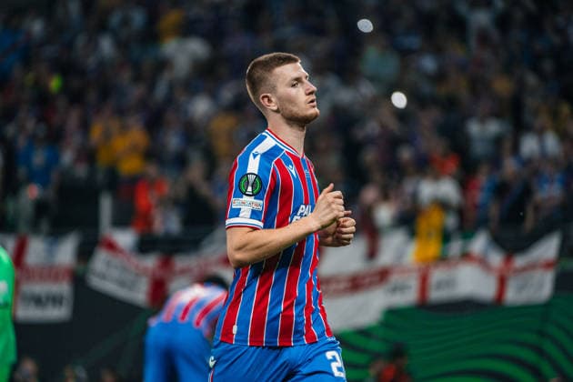 Germany Football UEFA Conference League 2025 2026, Final in Leipzig Crystal Palace vs Rayo Vallecano Leipzig Stadium Red Bull Arena Leipzig Adam Wharton Crystal Palace, 20 single image Copyright: xTomxLauruschkatx