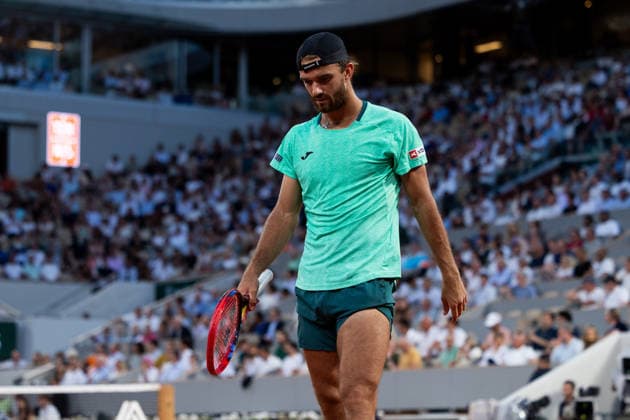 Paris, France - May 27: Tomas Machac of Czech Republic in action during the match against Alexander Zverev of Germany during the Men s Singles on Day Four of the 2026 French Open at Roland Garros on May 27, 2026 in Paris, France. (Photo by Pauline FIGUET SPP) Copyright: xPaulinexFIGUETx xSPPx Sportspressphoto_SPR155780