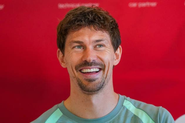 Switzerland Football Swiss National Team 2025 2026, Media Conference Christian Fassnacht Pavillon Gründenmoos St Gallen Christian Fassnacht of the Swiss national team during a press conference in the pavilion Gründenmoos in St Gallen, Switzerland facial expression, facial expression, emotion, portrait photo, portrait, single shot, portrait Copyright: xJOERANxSTEINSIEKx