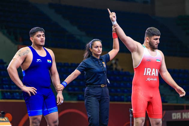 U17 Wrestling Asian Championships 110kg GR Aliakbar Ali Akoo IRI df Rudra Kiran Nimhan IND Copyright: xAmirrezaxAliasgarix xUnitedxWorlx Kadir Caliskan United World Wr