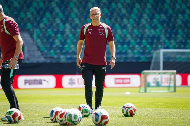 Switzerland Football Swiss national team 2026, Swiss national team training Kybunpark St Gallen Peter Knäbel Central President, Swiss Football Association Copyright: xJOERANxSTEINSIEKx