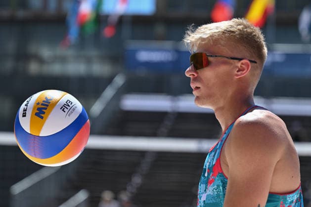 Jacob Holting Nilsson, Elmer Andersson of Sweden and Matyas Dzavoronok, Jakub Sepka of Czech Republic in action during the match at the Pro Tour, Beach volleyball, Beachvolleyball tournament of Elite category, Ostrava, Czech Republic, May 28, 2026. (CTKxPhoto JaroslavxOzana) CTKPhotoP2026052804047  CTKPhotoP2026052804047
