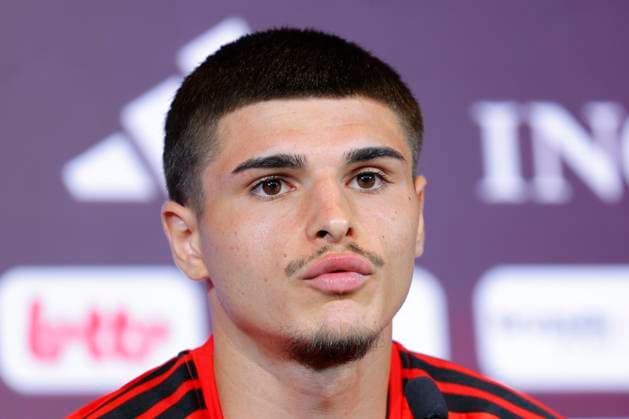 Red Devils press conference, PK, Pressekonferenz TUBIZE, BELGIUM - MAY 28 : Fernandez-Pardo Matias forward of Belgium during a press conference at the Proximus Base Camp prior to the World Cup pictured on May 28, 2026 in Tubize, Belgium, 28-05-26 Tubize Belgium  Copyright: xXpix