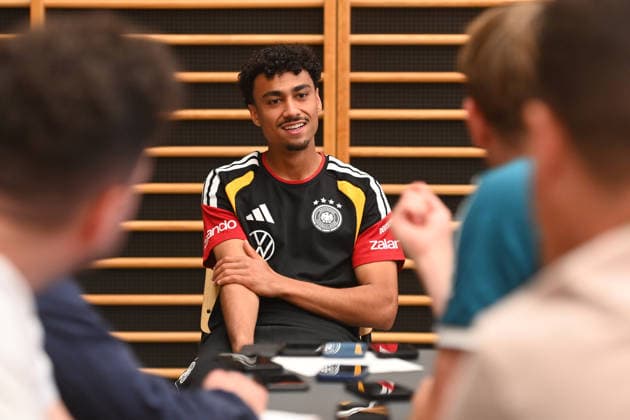 Media hour Nathaniel BROWN GER , answers questions from journalists German national football team, World Cup preparation, training camp in Herzogenaurach on 28 05 2026