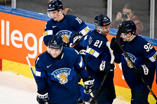 LKS 20260528 Players of team Finland celebrate 2-0 goal during the 2026 IIHF Ice hockey, Eishockey World Championships quarterfinal match between Finland and Czechia in Zurich on May 28, 2026. - RONI REKOMAA Zürich Switzerland 1NLpa__MiLA Copyright: xRonixRekomaax 1NLpa__MiLA