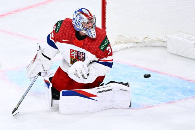 Goalkeeper Josef Korenar of Czech Republic during the quarterfinal match Finland vs Czech Republic at the 2026 IIHF Ice hockey, Eishockey World Championship, WM, Weltmeisterschaft on May 28, 2026, Zurich, Switzerland. (CTKxPhoto RadekxPetrasek) CTKPhotoP2026052806651  CTKPhotoP2026052806651