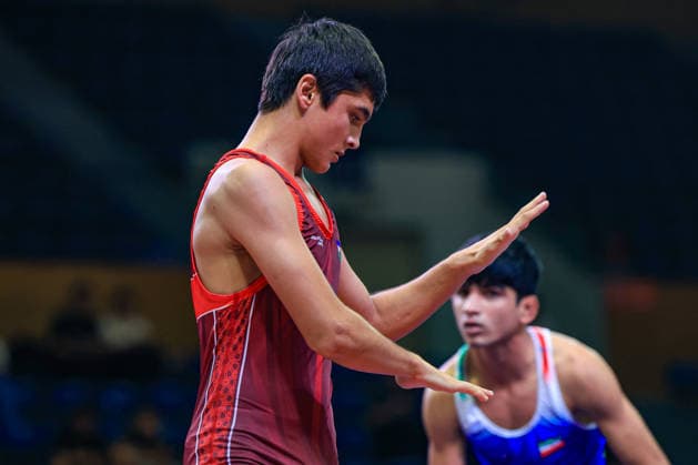 U17 Wrestling Asian Championships 48kg GR Ali Morteza Esmaeili Leivesi IRI df Javokhir Sharifboev UZB Copyright: xAmirrezaxAliasgarix xUnitedxWorlx Kadir Caliskan United World Wr