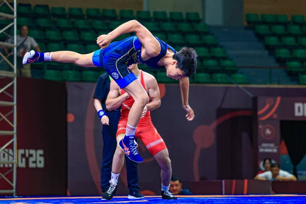 U17 Wrestling Asian Championships 55kg GR Asilbek Karimov UZB df Diyar Amanali KAZ Copyright: xAmirrezaxAliasgarix xUnitedxWorlx Kadir Caliskan United World Wr