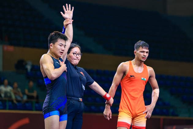 U17 Wrestling Asian Championships 55kg GR Zihao Zhang CHN df Hariom Hariom IND Copyright: xAmirrezaxAliasgarix xUnitedxWorlx Kadir Caliskan United World Wr