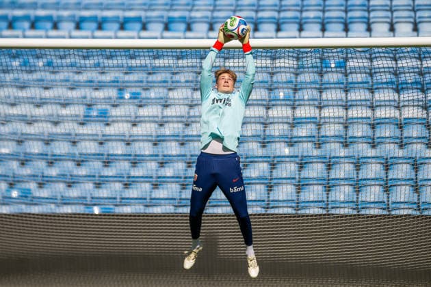 260528 Goalkeeper Sander Tangvik of the Norwegian national football team during a training session on May 28, 2026 in Oslo Photo Vegard Grott BILDBYRAN kod VG VG0926 bbeng fotball football soccer fotboll norge norway trening träning training practice  Copyright: VEGARDxGRoTT BB260528VG017