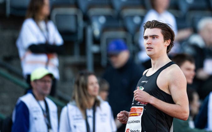 260528 Fredrik Haavardtun Gullachsen of Norway competes in men™s 300 meter during the Trond Mohn Games on May 28, 2026 in Bergen Photo Marius Simensen BILDBYRAN COP 238 MM0068 athletics bbeng friidrett friidrott norge norway trond mohn games  Copyright: MARIUSxSIMENSEN BB260528ZM023