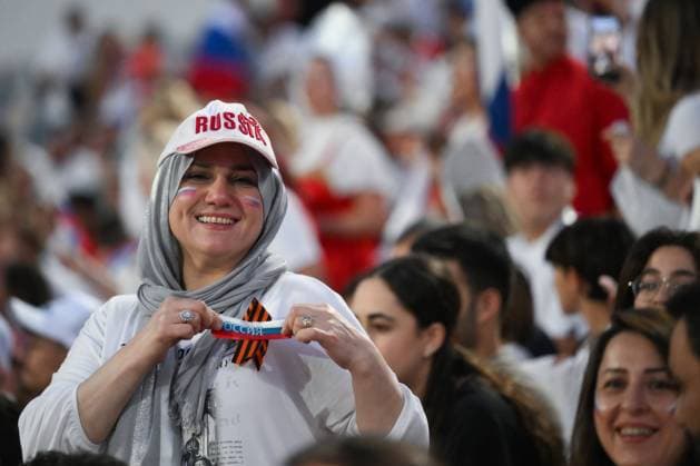 Russia Soccer Friendly Egypt - Russia 9175617 28.05.2026 Russia s fans cheer before the friendly soccer match between Egypt and Russia at Cairo International Stadium in Cairo, Egypt. Grigory Sysoev Sputnik Cairo Egypt  Copyright: xGrigoryxSysoevx
