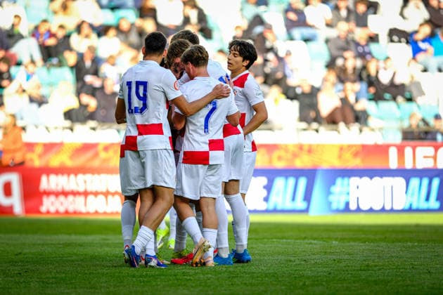 UEFA Under-17 European Championship, EM, Europameisterschaft Estonia 2026 Croatia national team, Nationalteam celebrating the second goal during the UEFA Under-17 European Championship Group-A match between Estonia U-17 vs Croatia U-17 national teams, Tallinn Estonia 28.05.2026 Tallinn A Le Coq Arena Estonia Copyright: xMaurixLevandix