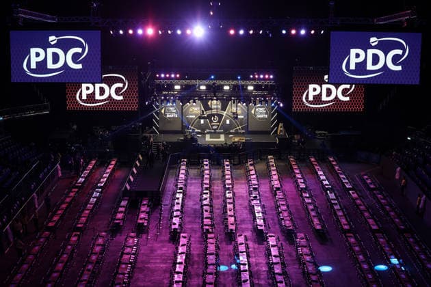 RECORD DATE NOT STATED 28th May 2026, The 02 Arena, London, England; 2026 PDC Bet MGM Premier League Darts Final; A general view of the stage inside O2 Arena HenningxvonxJagow