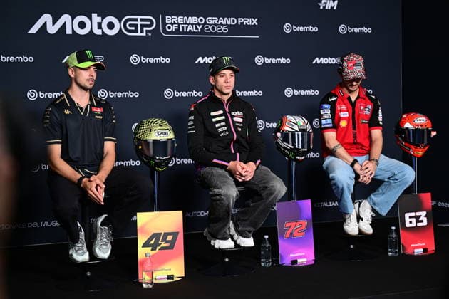 MotoGP of Italy - Previews Fabio Di Giannantonio of Pertamina Enduro VR46, Marco Bezzecchi of Aprilia Racing, and Francesco Bagnaia of Ducati Lenovo Team speak during an official press conference, PK, Pressekonferenz for the MotoGP Italian GP at Mugello Circuit in San Piero a Sieve, Italy, on May 28, 2026. San Piero a Sieve Italy  Copyright: xAndreaxDiodatox originalFilename:diodato-italiang260528_np39V.jpg