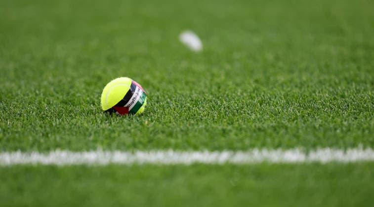 International Friendly, Länderspiel, Nationalmannschaft Aviva Stadium, Dublin 28 5 2026 Republic of Ireland vs Qatar A view of a tennis ball featuring the Palestinian flag that was thrown on to the pitch A view of a tennis ball featuring the Palestinian flag that was thrown on to the pitch 28 5 2026  Copyright: x INPHO RyanxByrnex RB1_5996
