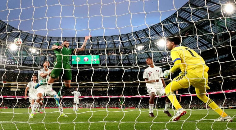 International Friendly, Länderspiel, Nationalmannschaft Aviva Stadium, Dublin 28 5 2026 Republic of Ireland vs Qatar Ireland s Troy Parrott misses a late chance Troy Parrott misses a late chance 28 5 2026  Copyright: x INPHO RyanxByrnex RB5_4688